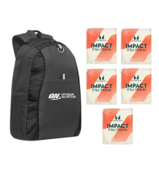 Набор Двойка - Рюкзак Nutramino backpack плюс 5 штук Impact Whey Protein 25г Натуральная клубника