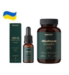 Набор "Гармония и восстановление" - CBD Oil Isolate 1000 mg Strawberry - 10 ml ПЛЮС 4Mushroom Complex 1000 mg - 60 vegcaps