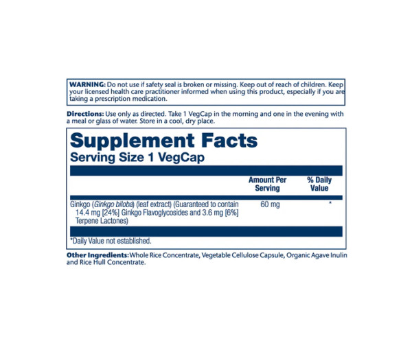 Ginkgo Biloba Leaf Extract 60mg - 60 vcaps