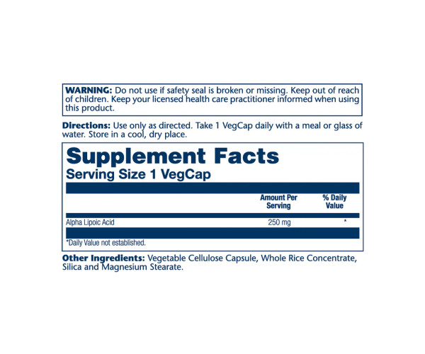 Alpha Lipoic Acid 250mg - 60 vcaps