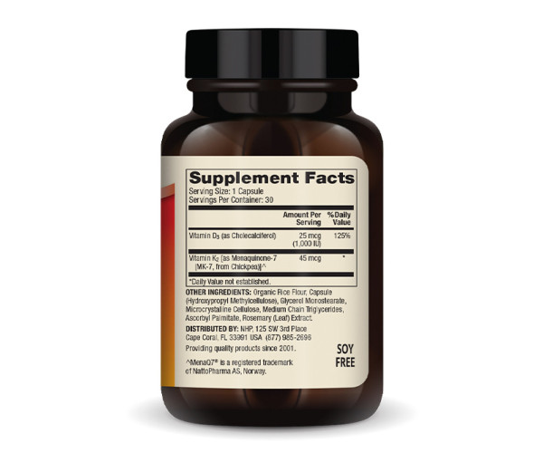 Vitamins D3 & K2 Low Dose - 30 caps