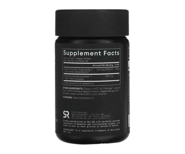 Vegan D3 5000iu + Vitamin K2 100mcg - 60 softgels