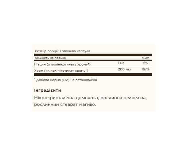 Chromium Polynicotinate 200mcg YeastFree - 100 vcaps