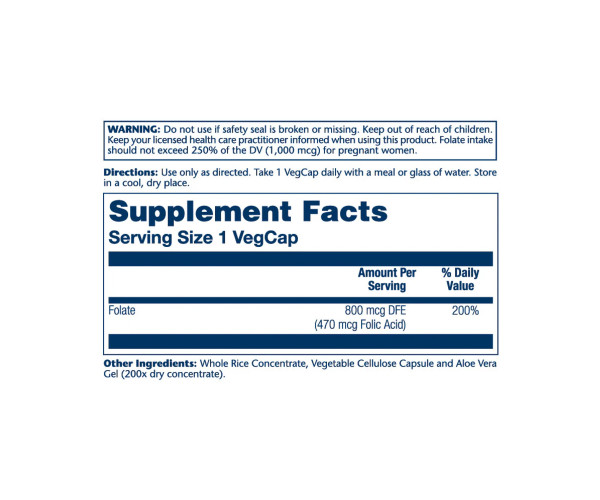 Folic Acid 470 mcg (800 mcg DFE) - 100 caps