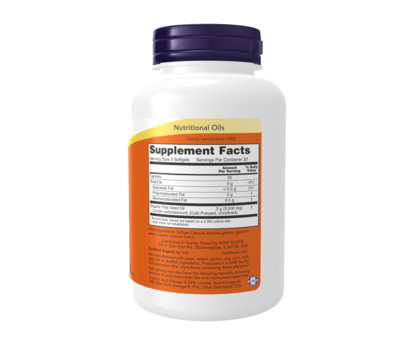 Flax Oil 1000mg - 100 softgels