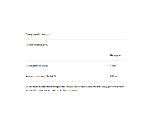 Magnesium L-Threonate 667mg - 90 vcaps