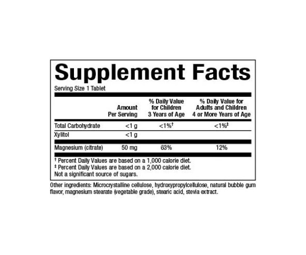 Magnesium Citrate 50mg - 60 tabs Bubble Gum