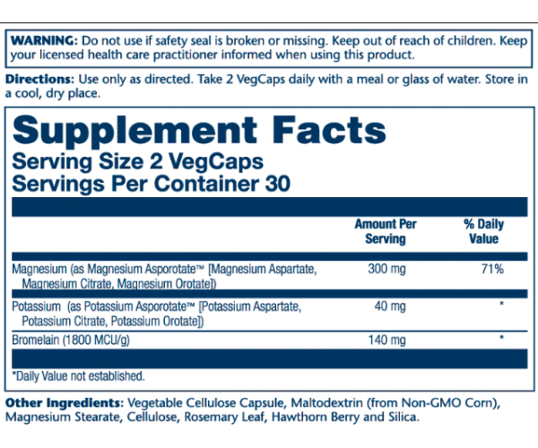 Magnesium & Potassium Asporotate - 60 vcaps
