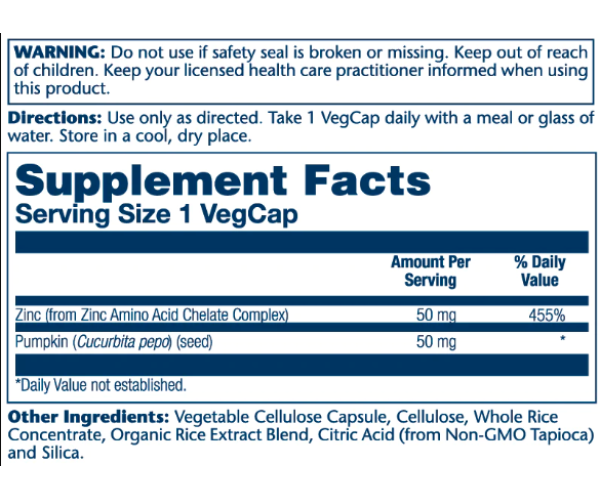 Zinc 50mg - 100 vcaps