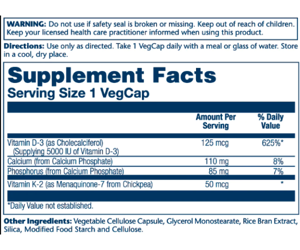 Vitamin D-3 & K-2 - 60 vcaps