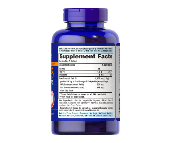 Triple Strength Omega-3 Fish Oil 1400 mg (950 mg Active Omega-3) - 120 softgels (Пошкоджена банка)