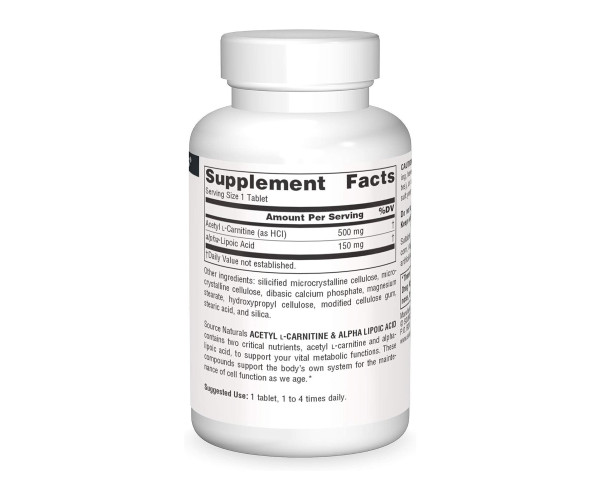 Acetyl L-Carnitine & Alpha-Lipoic Acid 650 mg - 30 tabs