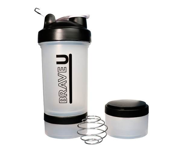 Shaker with containers 3 in 1 - 600ml Transparent