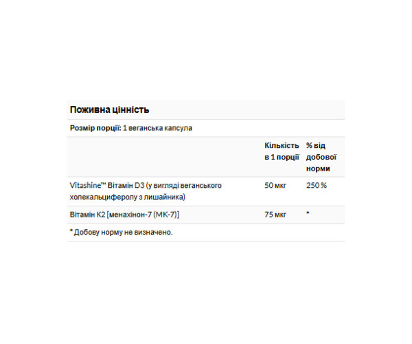 Vitamins D3 & K2 2000 Iu & 75mcg - 60 vcaps