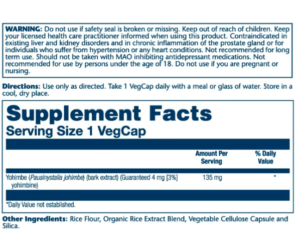 Guaranteed Potency Yohimbe Bark Extract - 60 caps