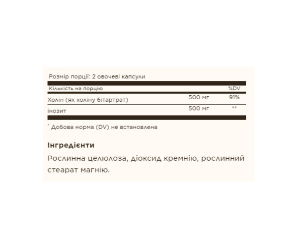Choline/Inositol 500 mg/500 mg - 100 vcaps