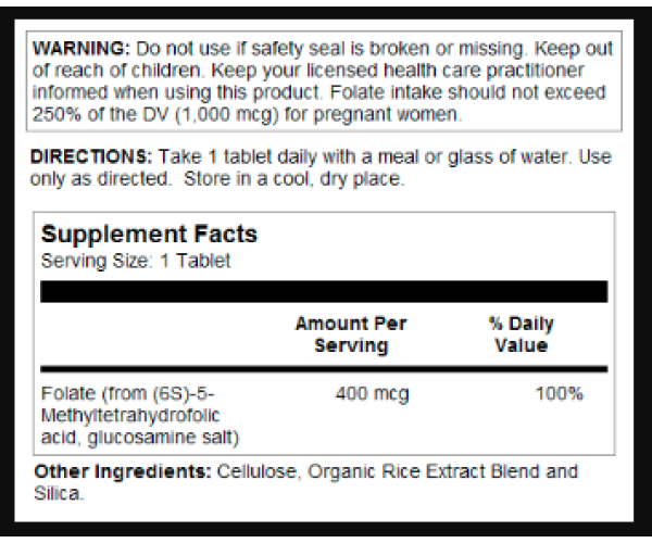 Methyl Folate 400mcg - 90 tabs
