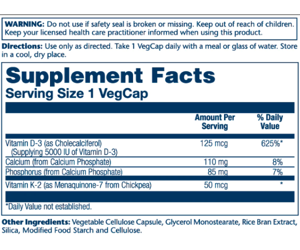 Vitamin D-3 & K-2 - 120 vcaps (Пошкоджена банка)