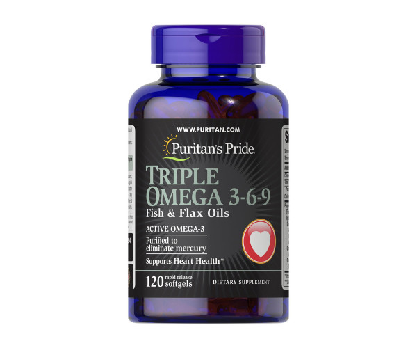 Triple Omega 3-6-9 Fish & Flax Oils - 120 softgels