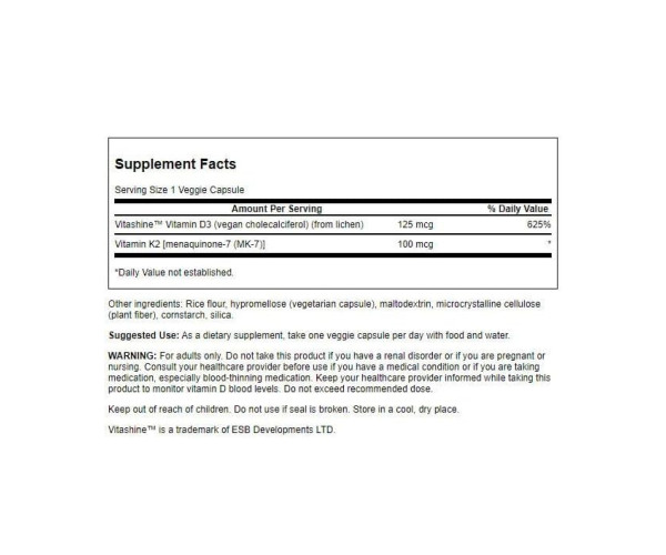 Extra Strength D3 & K2 5000 Iu & 100mcg - 60 vcaps