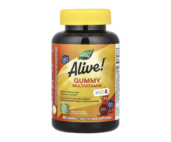 Alive! Children's Gummy Multivitamin, Gluten Free, Made with Pectin - 60 gummies