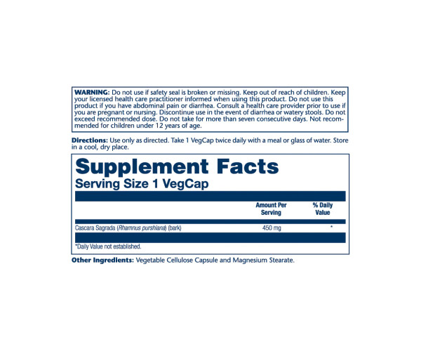 Cascara Sagrada Bark 450mg - 100 vcaps