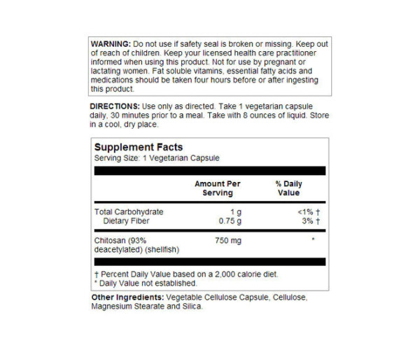 Chitosan 750mg - 120 vcaps